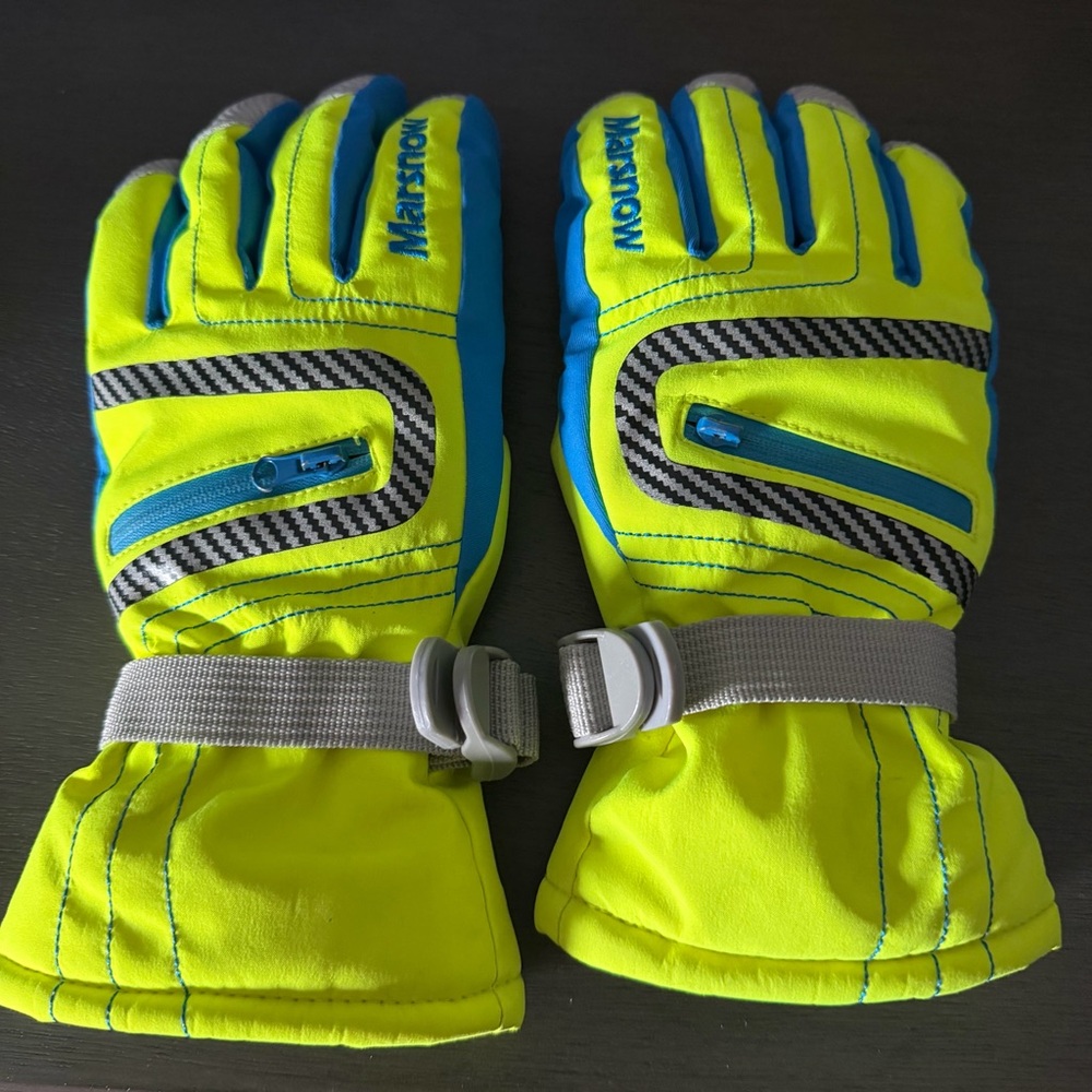 Marsnow Neon Yellow and Blue Youth Winter Gloves